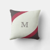 シンプル赤モダン茶色モノグラムストライプの クッション (裏面)