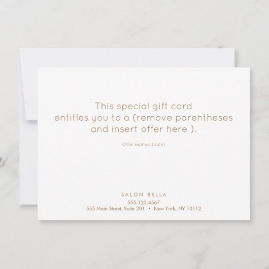 シンプル赤モダン金ゴールド休暇商品券 (裏面)