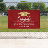 シンプル赤モダン金ゴールド卒業 横断幕 (インサイチュ)