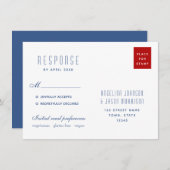 シンプル赤モダン青結婚差出人住所 (正面/裏面)