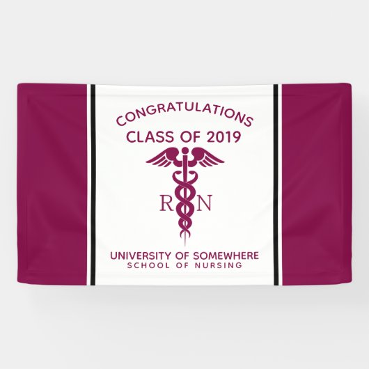 シンプル赤丸太ナース 横断幕 (横)