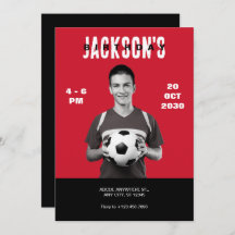 シンプル赤写真サッカー雑誌カバー誕生日