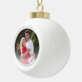 シンプル赤写真初めてのクリスマス セラミックボールオーナメント (右)
