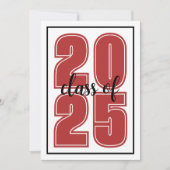 シンプル赤写真卒業 招待状 (正面)