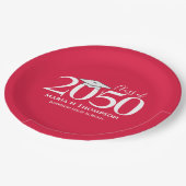 シンプル赤卒業パーソナライズされた ペーパープレート (アングル)