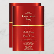 シンプル赤婚約招待状