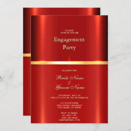シンプル赤婚約招待状 招待状