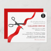 シンプル赤帯カットグランド開口部 招待状 (正面/裏面)