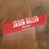 シンプル赤白レタリング デスクネームプレート (側面)