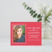 シンプル赤白卒業生の退学日 案内ポストカード (スタンド正面)