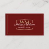 シンプル赤白色モノグラム 名刺 (正面)