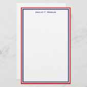 シンプル赤白青パーソナライズされた文具 便箋 (正面/裏面)