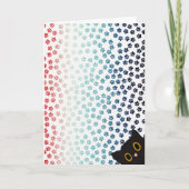 シンプル赤白青ポーズブラックおもしろいキャットママ カード (正面)