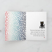 シンプル赤白青ポーズブラックおもしろいキャットママ カード (内部)