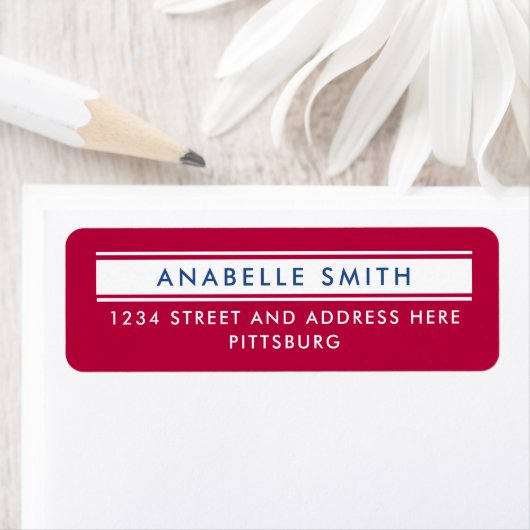 シンプル赤白青モダンアメリカンタイポグラフィ ラベル (インサイチュ)