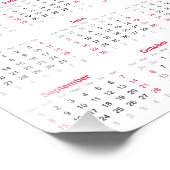 シンプル赤白2024年At Glanceカレンダー フォトプリント (角)