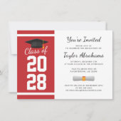 シンプル赤白2025卒業パーティー 招待状 (正面)
