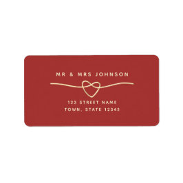 シンプル赤結婚差出人住所 ラベル