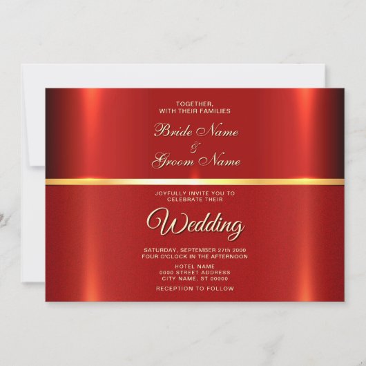 シンプル赤結婚式招待状 招待状 (正面)