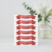 シンプル赤絹リボンバ結婚ナー座席表 招待状 (スタンド正面)