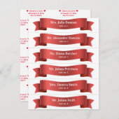 シンプル赤絹リボンバ結婚ナー座席表 招待状 (正面/裏面)