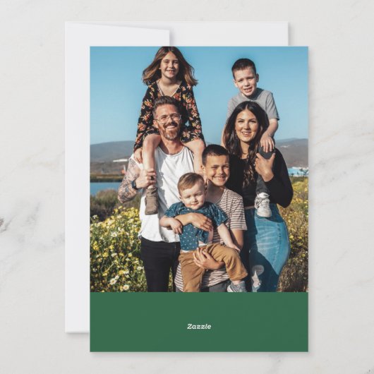 シンプル赤緑メリークリスマス家族の写真 シーズンカード (裏面)