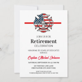 シンプル赤線消防の退職 招待状