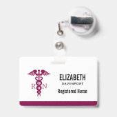 シンプル赤血球登録ナースRN記号 バッジ (伸縮クリップ付きの裏面)