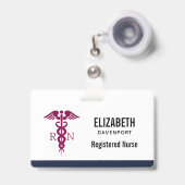 シンプル赤血球登録ナースRN記号 バッジ (伸縮クリップ付き付き表面)