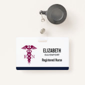 シンプル赤血球登録ナースRN記号 バッジ (正面リトラクタブル付き)