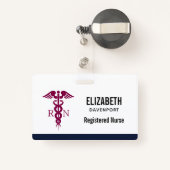シンプル赤血球登録ナースRN記号 バッジ (裏面リトラクタブル付き)