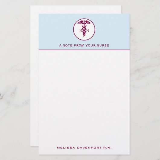 シンプル赤血球登録ナースRN記号 便箋 (正面/裏面)