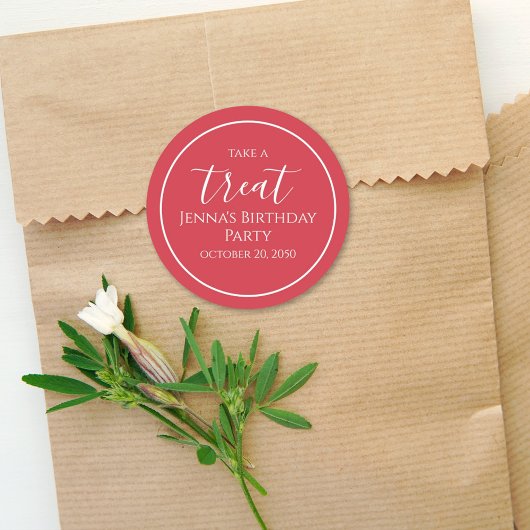 シンプル赤誕生日書道可愛いパーティーラベル ラウンドシール