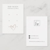 シンプル赤面エレガントハート3スタッドイヤリングディスプレイ 名刺 (正面/裏面)