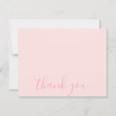 シンプル赤面エレガントパステルピンク「ありがとう」 ノートカード (正面)