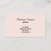 シンプル赤面エレガントピンクスクリプトアポイントメントカード 名刺 (裏面)