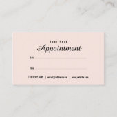 シンプル赤面エレガントピンクスクリプトアポイントメントカード 名刺 (正面)