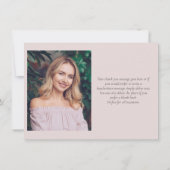 シンプル赤面エレガントピンクスクリプト写真 サンキューカード (裏面)