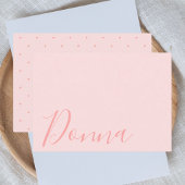 シンプル赤面エレガントピンクスクリプト名 ノートカード