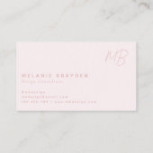 シンプル赤面エレガントピンクツーモノグラム 名刺 (裏面)