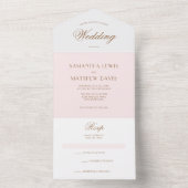 シンプル赤面エレガントピンクパリジャンテーマ結婚ズ オールインワン招待状 (内側)