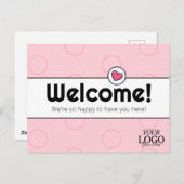 シンプル赤面エレガントピンクビジネスウェルカム ポストカード (正面/裏面)