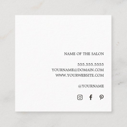 シンプル赤面エレガントピンクヘア スクエア名刺 (裏面)