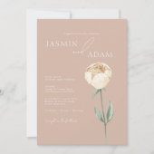 シンプル赤面エレガントピンクローズ金ゴールドフローラ結婚ズ 招待状 (正面)