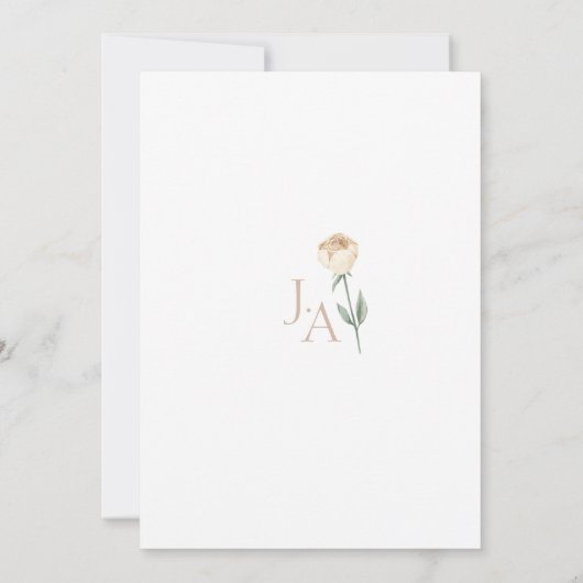 シンプル赤面エレガントピンクローズ金ゴールドフローラ結婚ズ 招待状 (裏面)