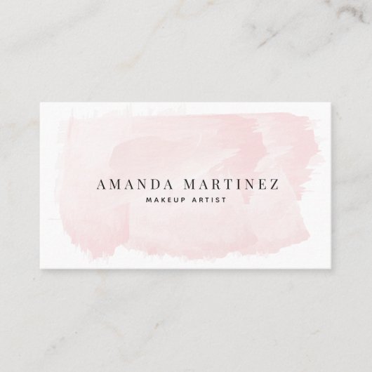 シンプル赤面エレガントピンク水彩名刺 名刺 (正面)