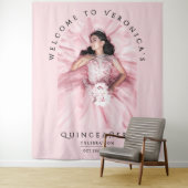 シンプル赤面ガーリーピンクバースデーパーティーArch Photo タペストリー (インサイチュ)