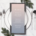 シンプル赤面グラデーションピンク&ダスティブルーのメ結婚ニュー メニュー<br><div class="desc">シンプル赤面グラデーションピンク&ほこりっぽいブルーウェディングレセプションディナーメニュー。このシックモダンなメニューエレガントカードはシンプルクラシックで、微妙なグラデーショグラデーションンのフェードと尾の付いたシグニチャーかわいらしスクリプトの書道フォントを持つ。新しいカラーウェイで表示。複数のカラーオプションで使用でき感じる。またはエディタ内でカラーを自由に編集できる(パーソナライズ中にクリックはカスタマイズ、さらに自由に)。さらに詳しく見るには、Chic Paperieの2022年のコレクションを検索結婚し、今年のトレンドデザインや色の全結婚てを見てみよう。</div>