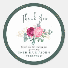 シンプル赤面サージグリーン金ゴールドフローラ結婚ズ ラウンドシール