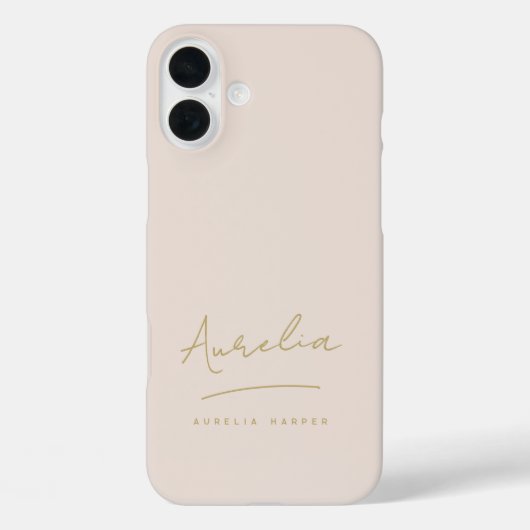 シンプル赤面シック文字モノグラム金ゴールド Case-Mate iPhoneケース (裏面)
